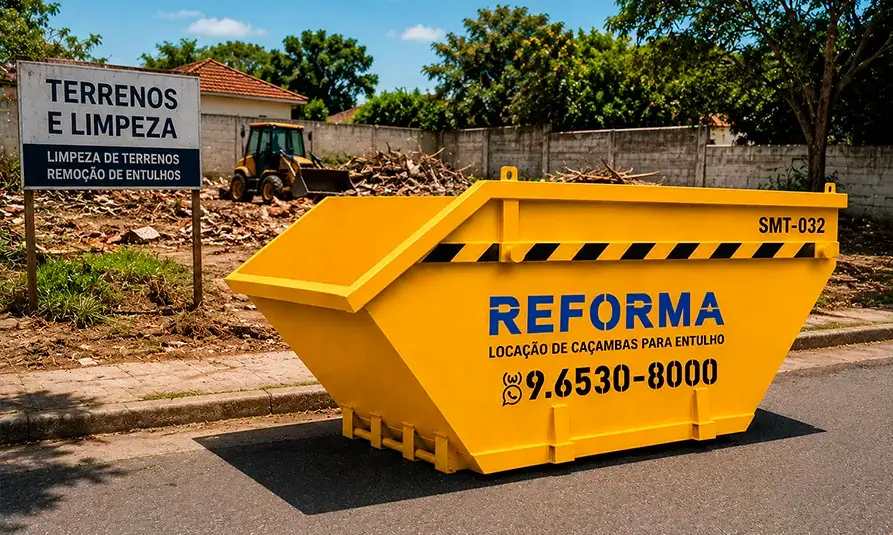 Caçamba para limpeza de terrenos
